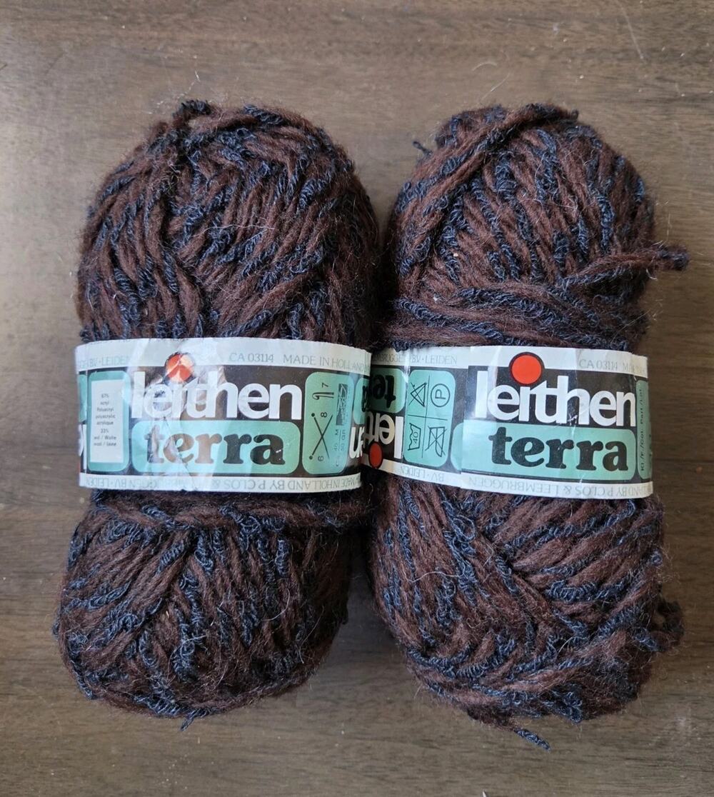Leithen Terra Bulky Yarn Lot 2 Brown Black Wool Blend Vintage Holland